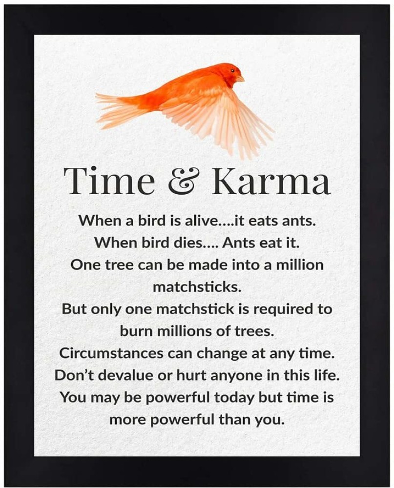 Time and Karma Motivational Quote Framed Wall Poster ...