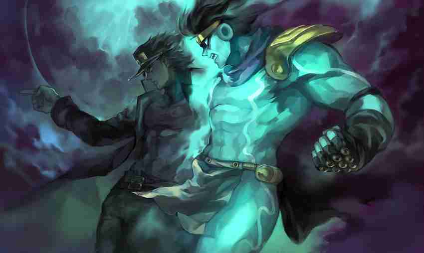 kujo jotaro and star platinum (jojo no kimyou na bouken and 1 more