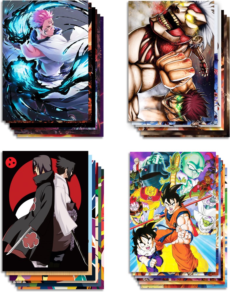 NARUTO ANIME WALL POSTER, PACK OF 18 wall collage kit, ANIME WALL COLLAGE6  * 4 inches, Naruto Uzumaki, Sasuke Uchiha