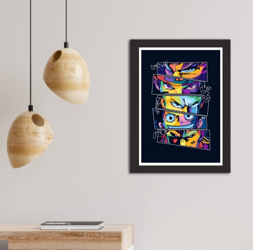 Anime Framed Poster Mix Anime Painting Wall Frame Wall Art Laminated Poster  With White Frames Set of 4 Paper Print  Anime posters  Animation   Cartoons posters in India  Buy