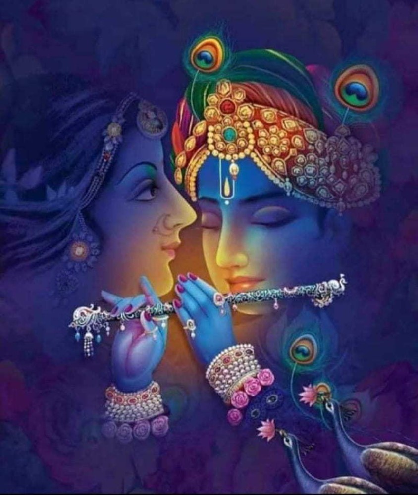 HD Lord Krishna and Radha (Radha Krishna) Religious Wall Poster ...