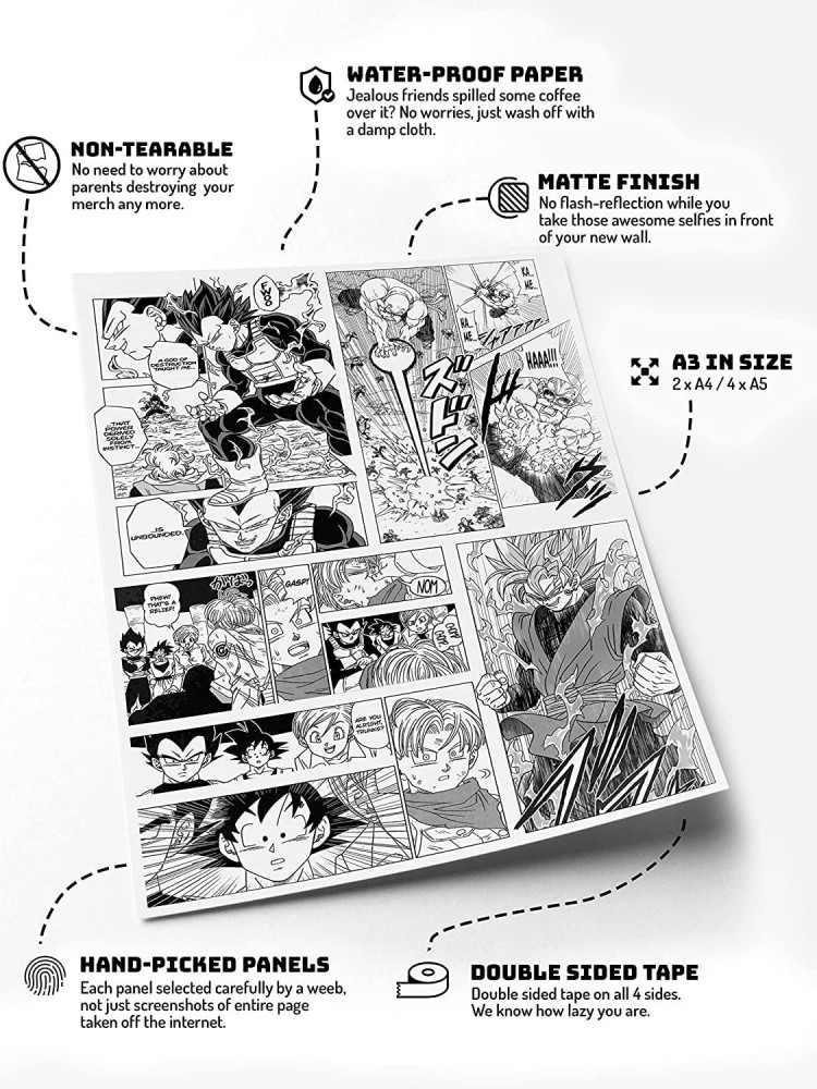 Dragon Ball Z Anime Saiyan Wall Dcor Manga Panel Paper Print