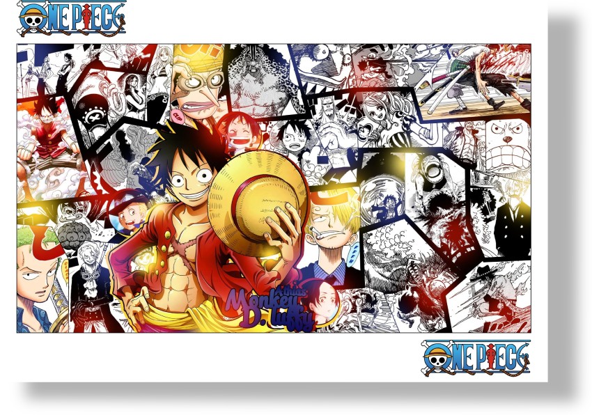 ANIME POSTER FRAME ONE PIECE  BlackWhite Wall Poster For Home And  Office With Frame 12696 Photographic Paper 1169 inch X 827 inch