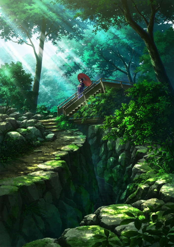 Wallpaper ID 305046  Anime Landscape Phone Wallpaper Flower Nature  1440x3200 free download