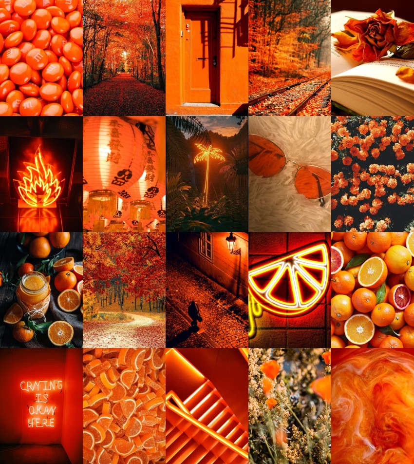 AESTHETIC WALL COLLAGE Kit: 79 Orange Vsco Inspired Original 