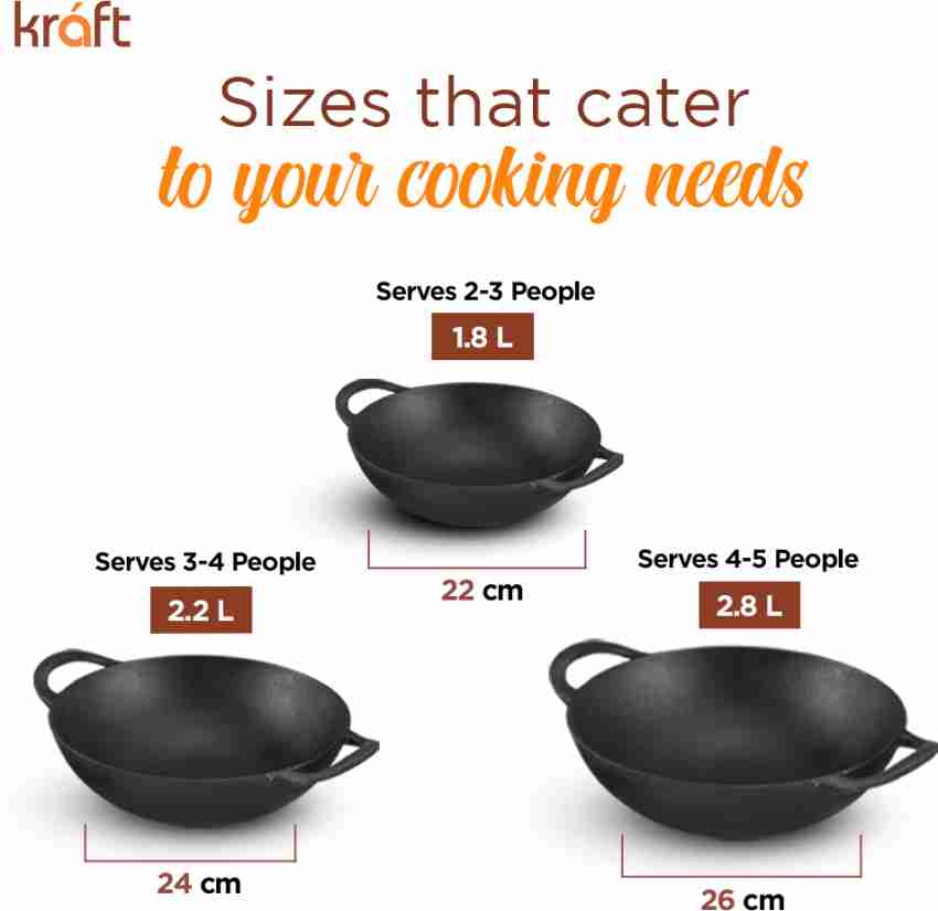 Kraft Infinity Pre-Seasoned Cast Iron Kadai – Vinod Cookware India Pvt. Ltd.