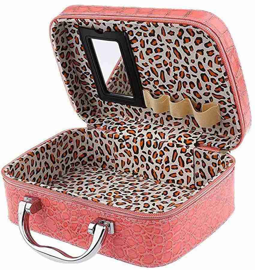 JAYAMBESALES Cosmetic Make-Up Bag with Small Mirror AdjustableStorage Box  with Steel Handle Travel Toiletry Kit MULTI - Price in India