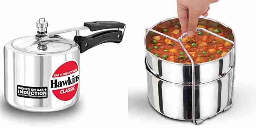 Hawkins Two-Dish Stainless Steel Set, Cooker Separator, Pressure Cooker Pots  