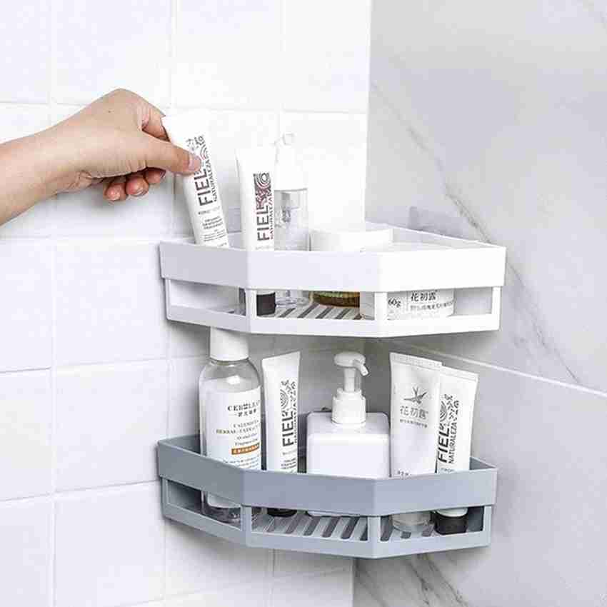 2 Pcs Adhesive Bathroom Shower Corner Shelf Wall Mounted, Shower