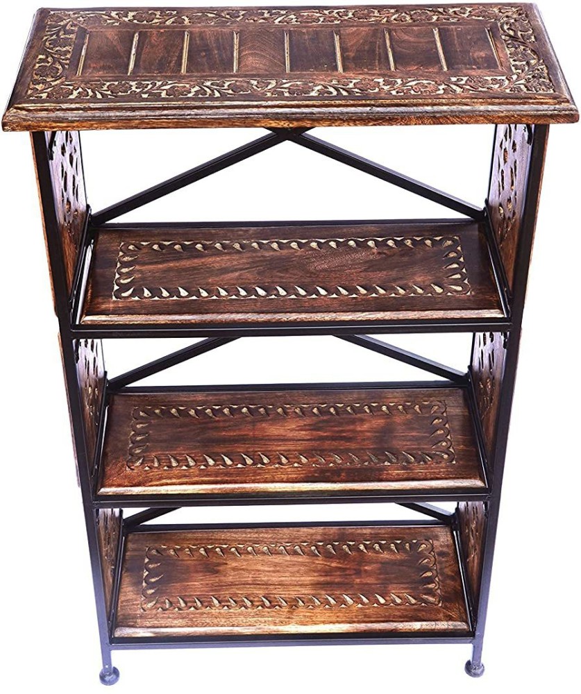 Furniture Hub Wooden And Wrought Iron Floor Standing Multipurpose
