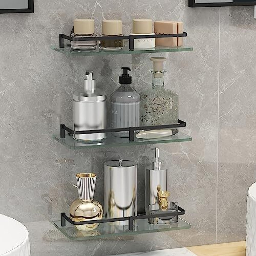 Buy Plantex Premium Black Glass Corner Shelf for Bathroom/Wall