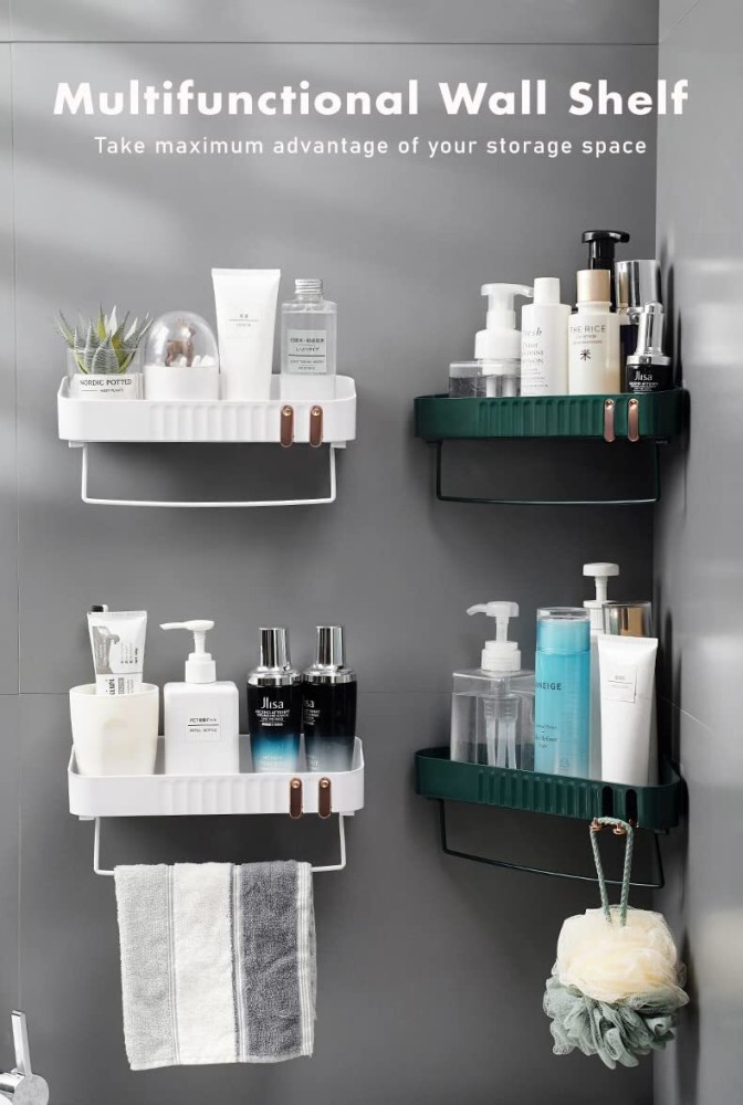 Plantex Bathroom Corner Self Adhesive Shelf/Rack/Storage Organizer