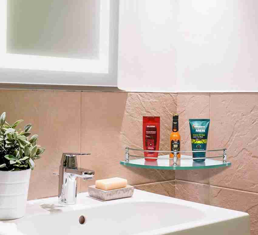 Glass Corner Shelf for Wall, glass corner shower shelf, clear