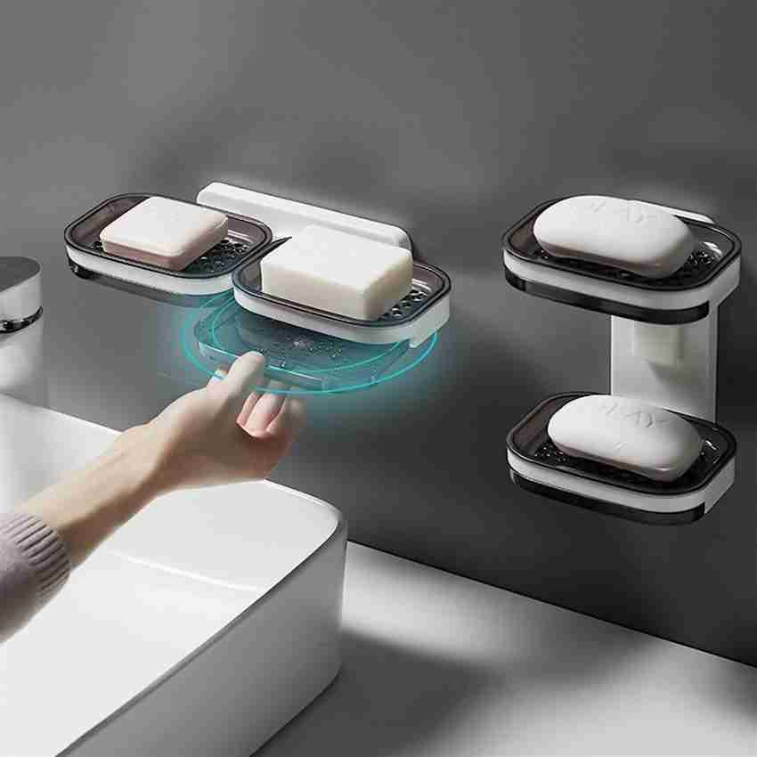 Double Layer Soap Holder Wall-mounted Household Bathroom Drain Soap Dishes  Box Toiletries Organizer Kitchen Storage