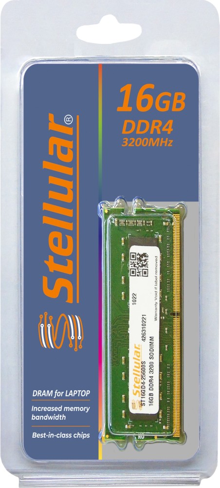 STELLULAR 3200/25600MHZ DDR4 16 GB (Dual Channel) Laptop (ST16GD4