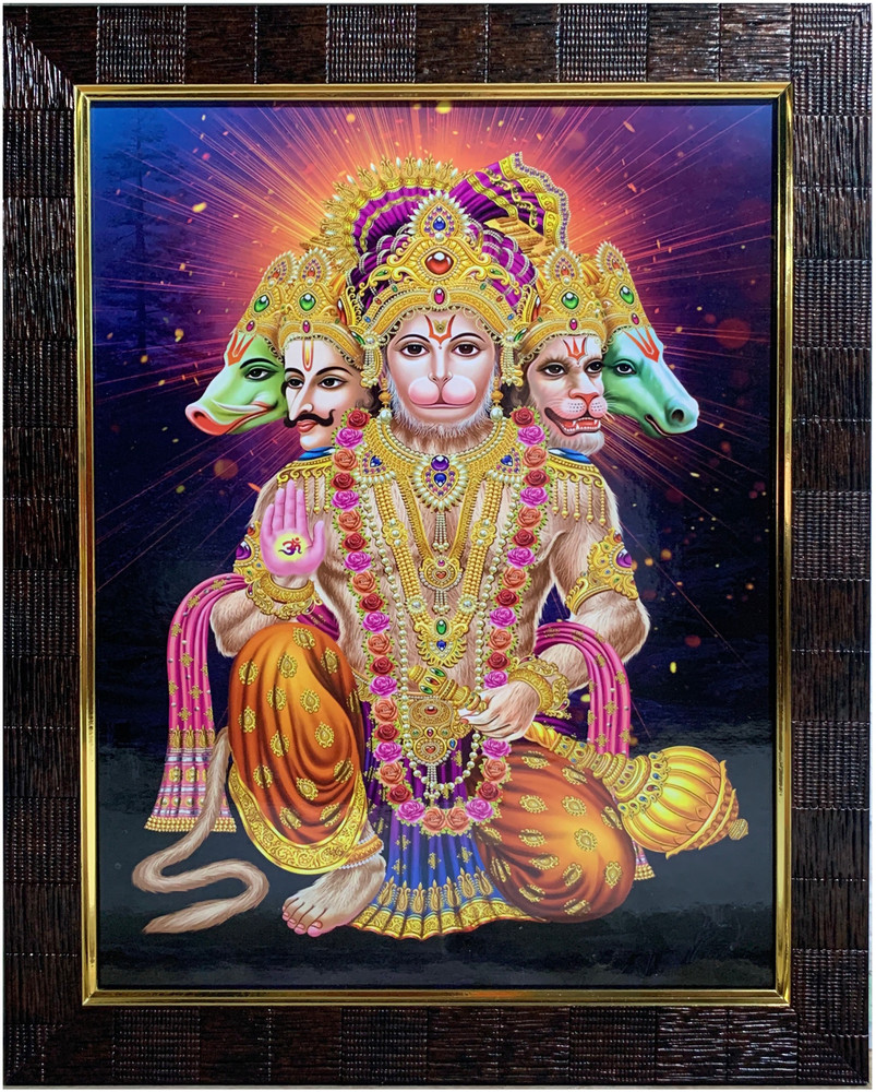 JEETPHOTOS Panchmukhi hanuman ji Hd photo Religious Frame Price in ...