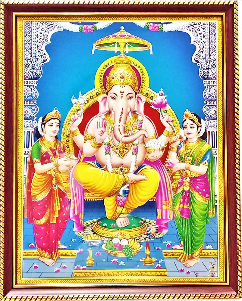 shreya arts frame wth glass Ganpati/Ganesha/Vinayaka/Pillaiyar ...