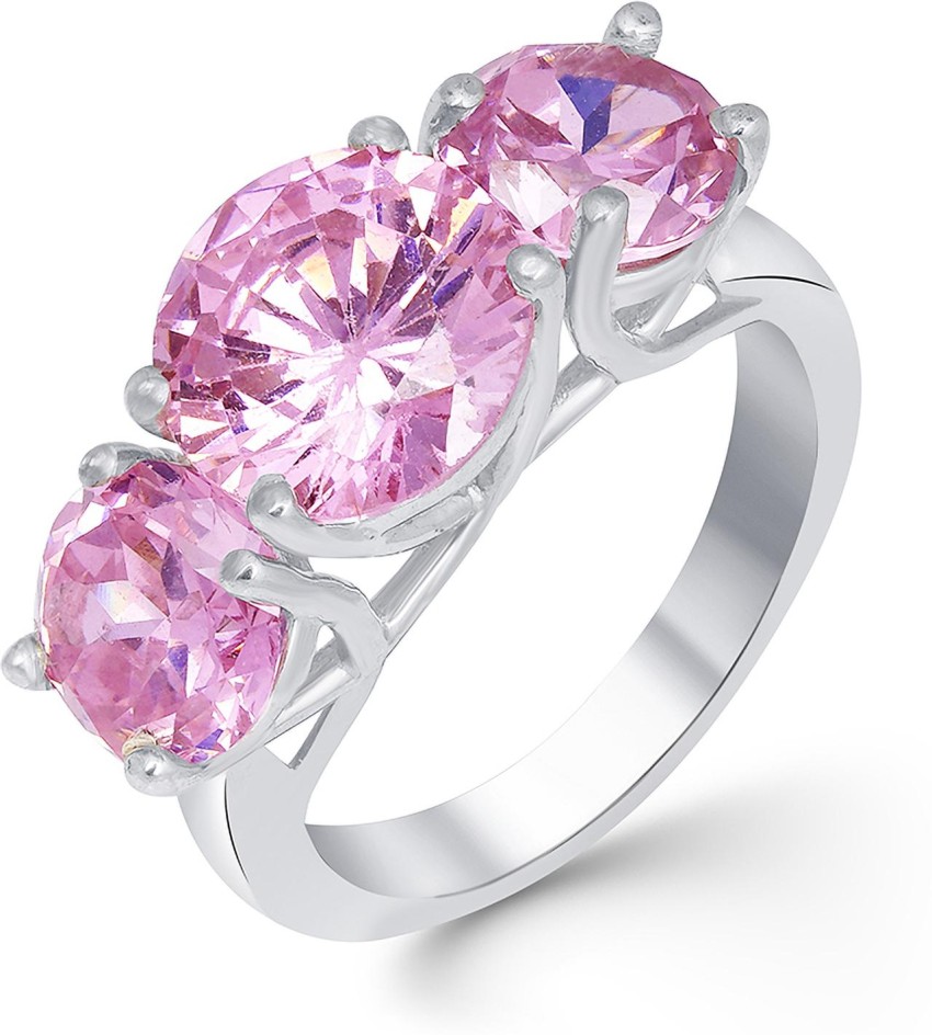 ZALKARI Round Cut Pink Diamond Beautiful Ring For Women's & Girls ...