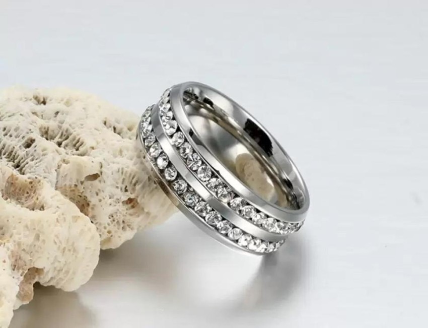 Chanel Set CZ Diamond Eternity Steel Unisex Ring, 5