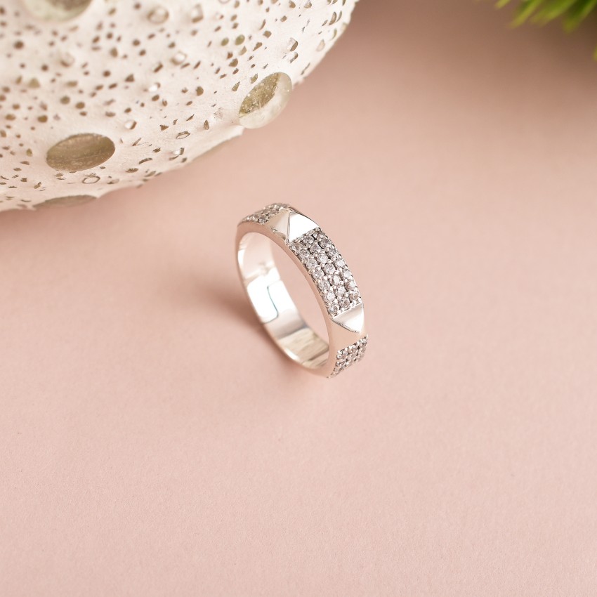 Chanel Set CZ Diamond Eternity Steel Unisex Ring, 5