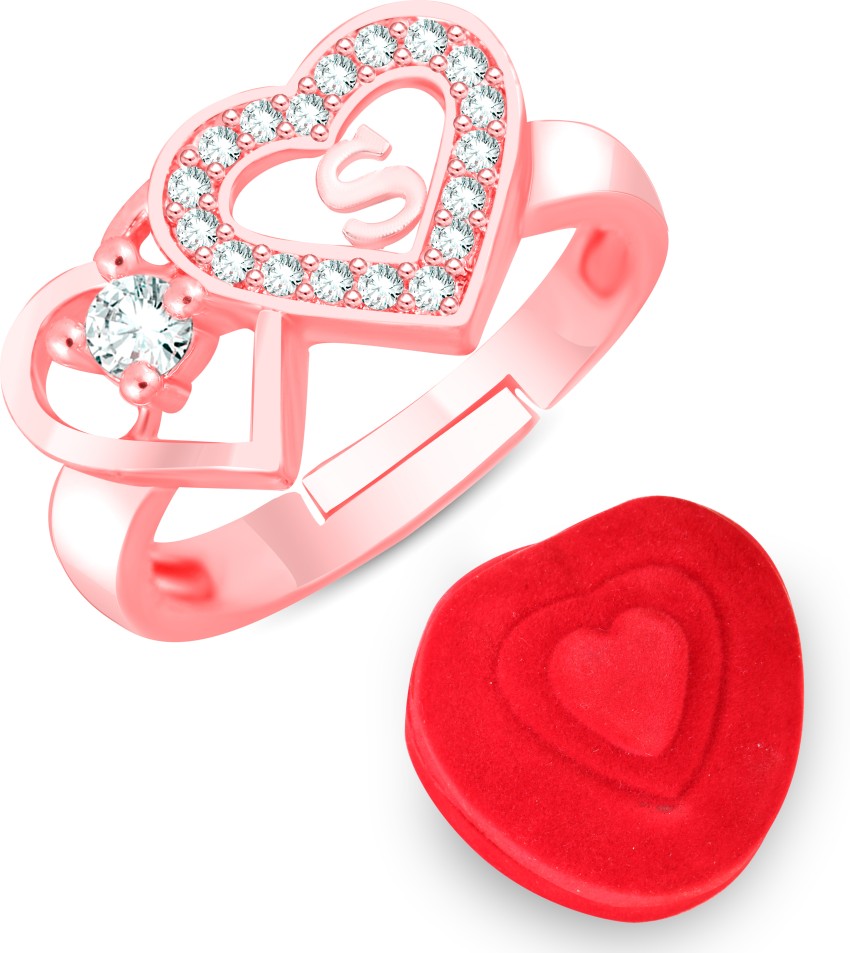 MEENAZ S Valentine Ring Alphabet Heart Promise Propose Engagement ...