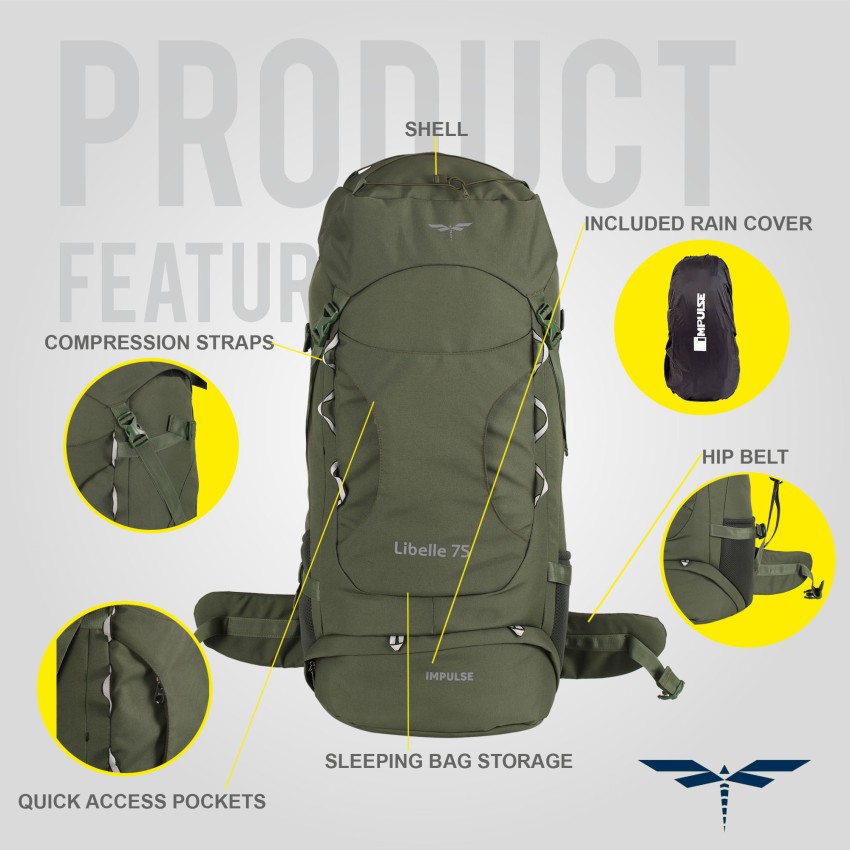 IMPULSE Rucksack bag travel bag for men tourist bag backpack for hiking  trekking camping Rucksack  75 L Blue  Price in India  Flipkartcom