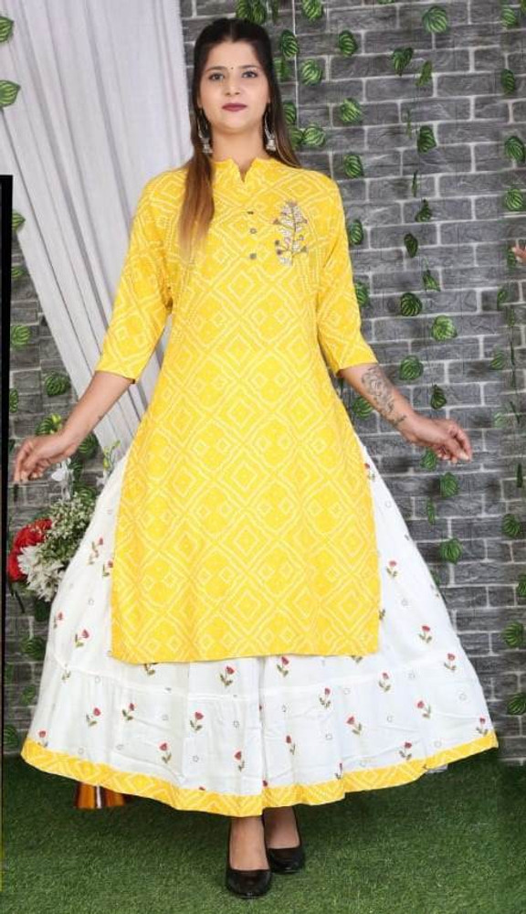 Shop Now Green Chunari Printed Kurta For Plus Size  ADIRICHA