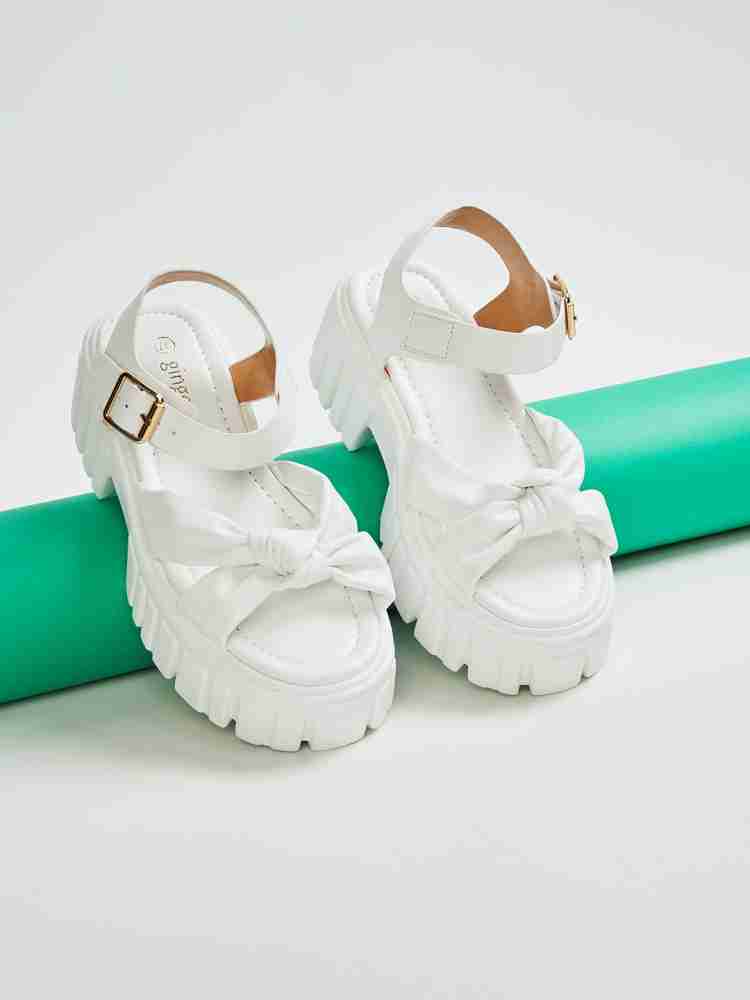 White chunky platform online sandals