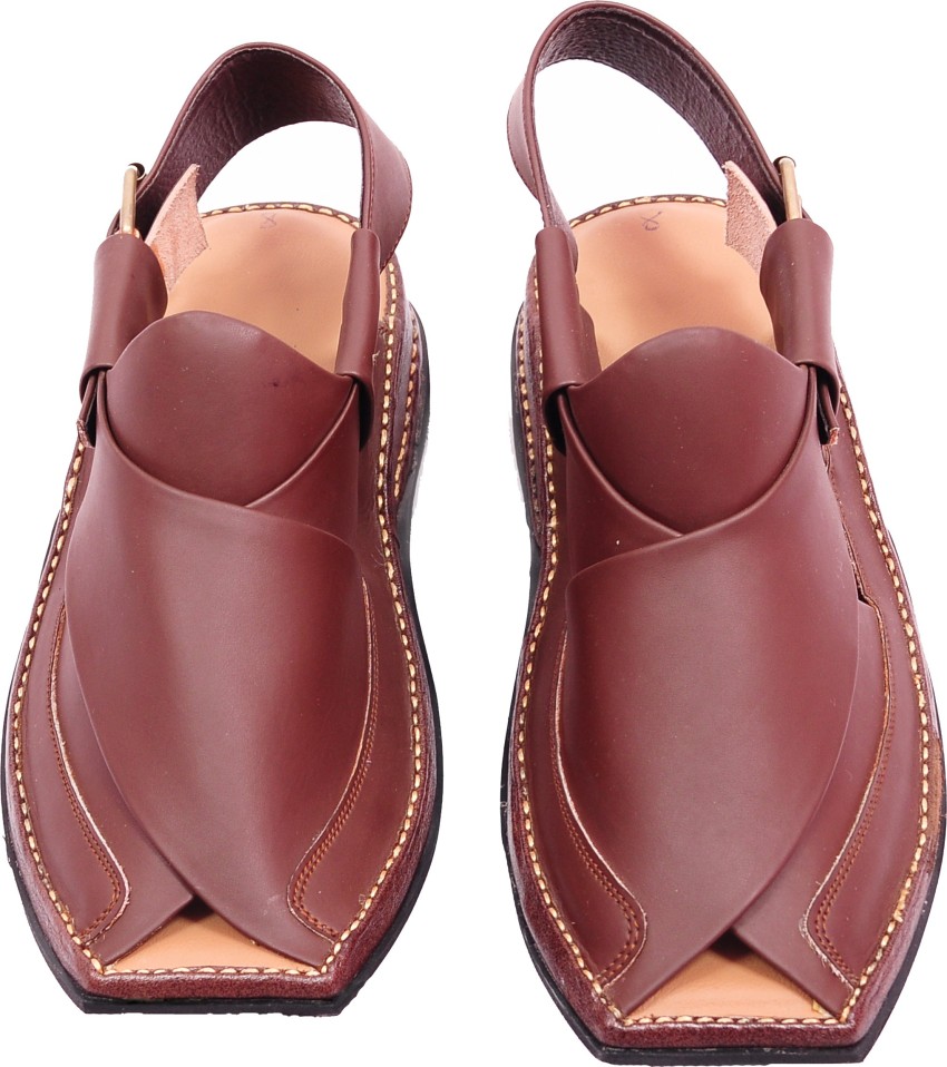 Peshawari Leather Sandals Calf leather upper Softy Leather Lining with  Memory Foam footpad for optimum comfort Article Peshawari02 Agra Shoe  Mart