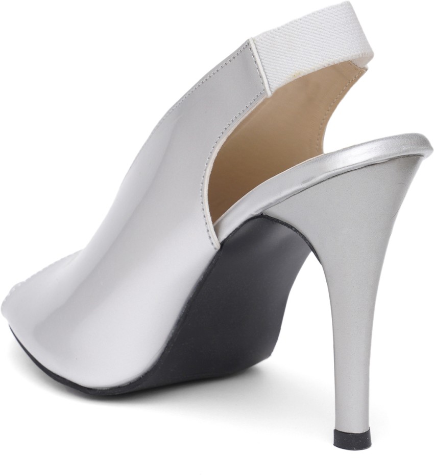 Fabbhue Embellished Strappy Block Heels For Women (Silver, 3)