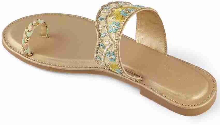 Buy LaSancy Embroidered Slip-on Ethnic Flats, Toe-Ring Festive Chappals, Women's Fashion Sandals