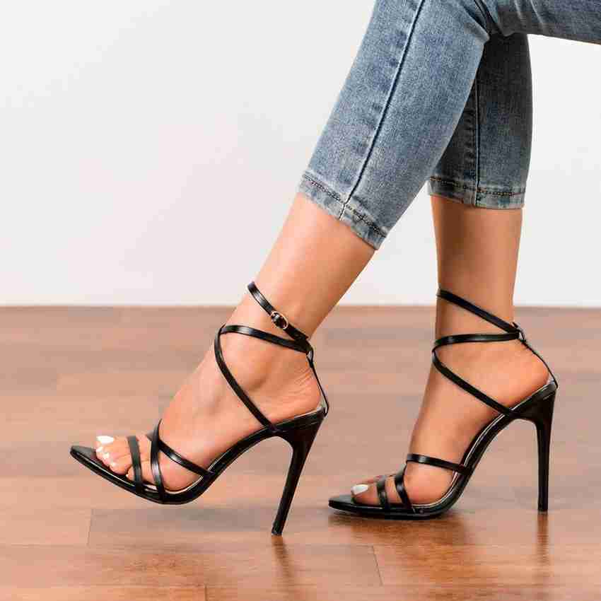Womens strappy black heels cheap