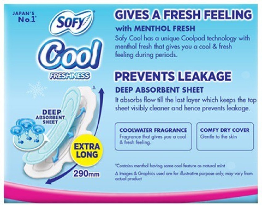 Sofy Cool Extra Long Sanitary Pads 54 Pieces Online - Sofy India