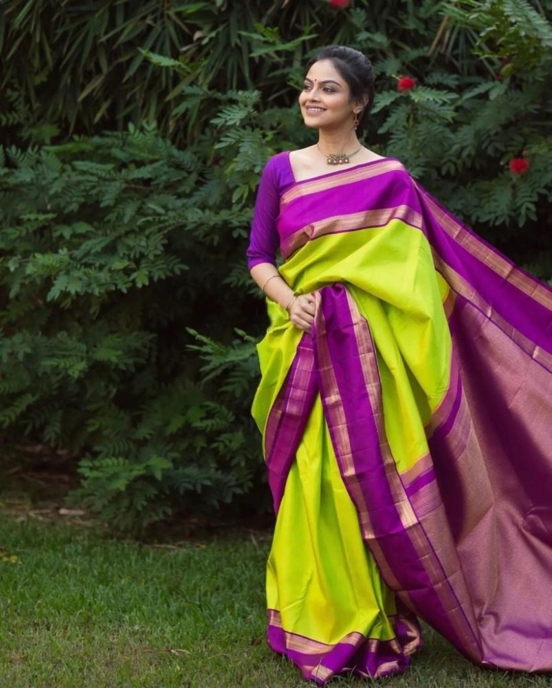 Discover more than 77 green with purple silk saree best