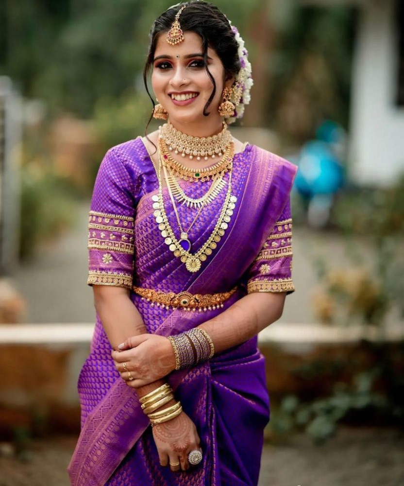 Shop violet kanchipuram silk saree online with silkmark