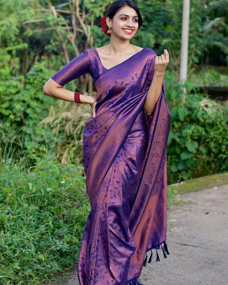 Madhuri Dixit's Blue and Violet Handloom Silk Saree | Madhurya