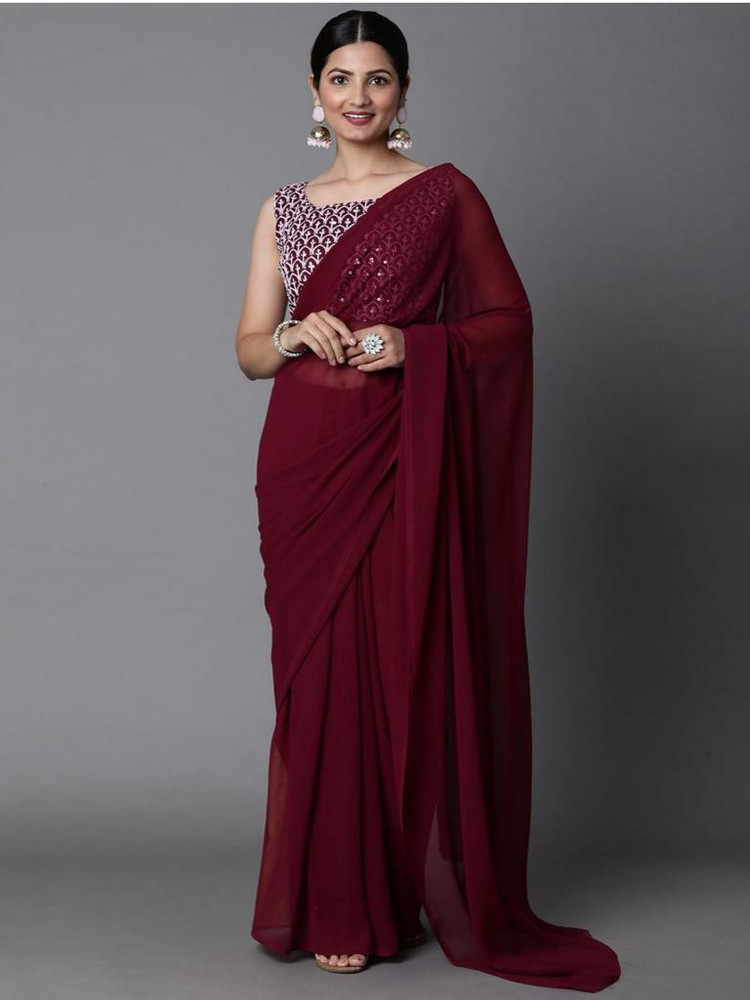 Buy Astonishing Maroon Zari Woven Silk Festival Wear Saree With Blouse -  Zeel Clothing
