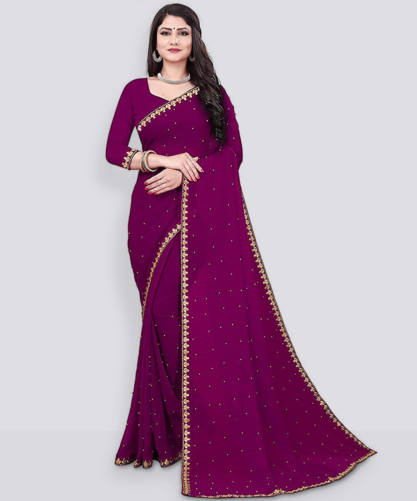 Buy Abhilipsa Embroidered Bollywood Chiffon Purple Sarees Online