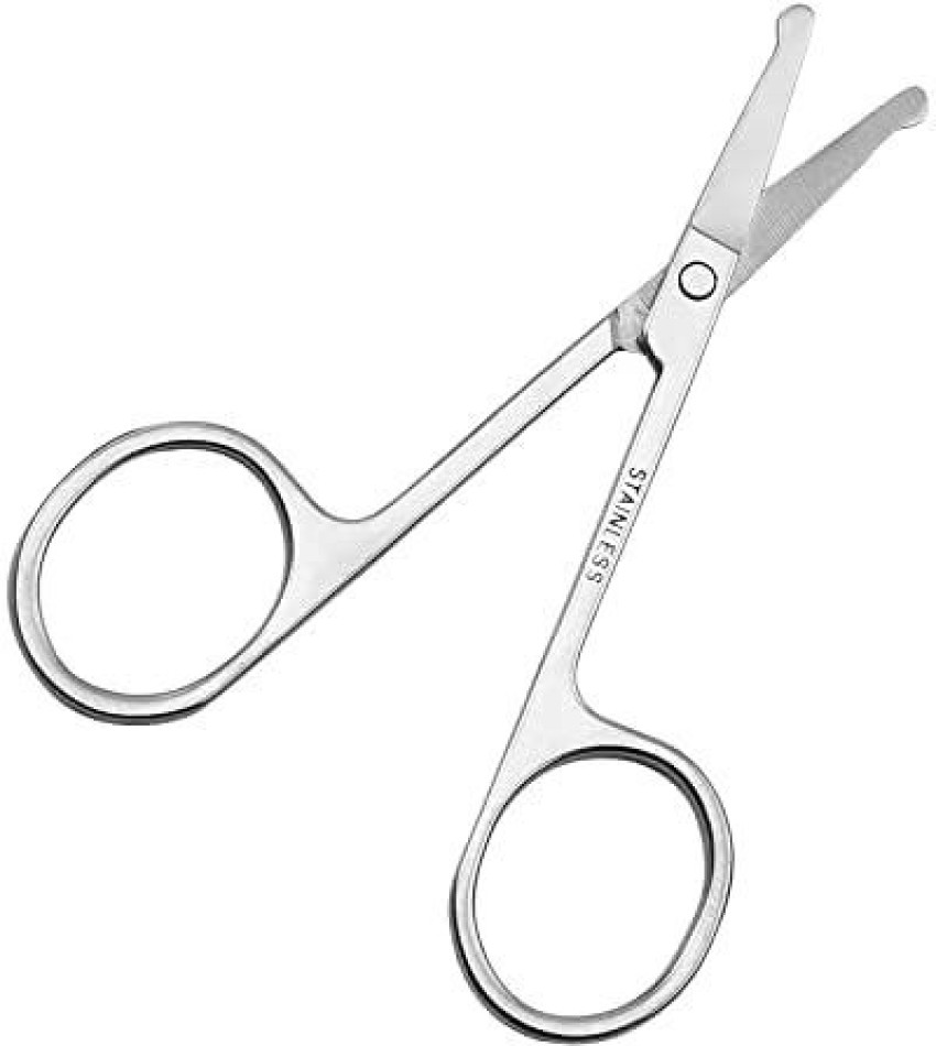 GetUSCart Curved and Rounded Facial Hair Scissors for Men  Mustache Nose  Hair  Beard Trimming Scissors Safety Use for Eyebrows Eyelashes and Ear  Hair  Professional Stainless Steel Silver