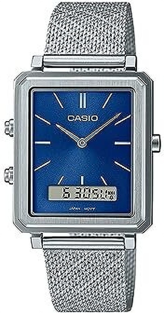 Casio enticer blue hot sale dial men's watch