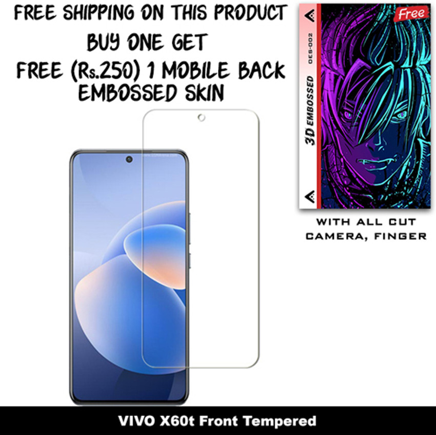 SOMTONE Tempered Glass Guard for vivo X60 Pro Plus 5G (Free 1 Mobile Back  Embossed Skin With Cut FS010) - SOMTONE 