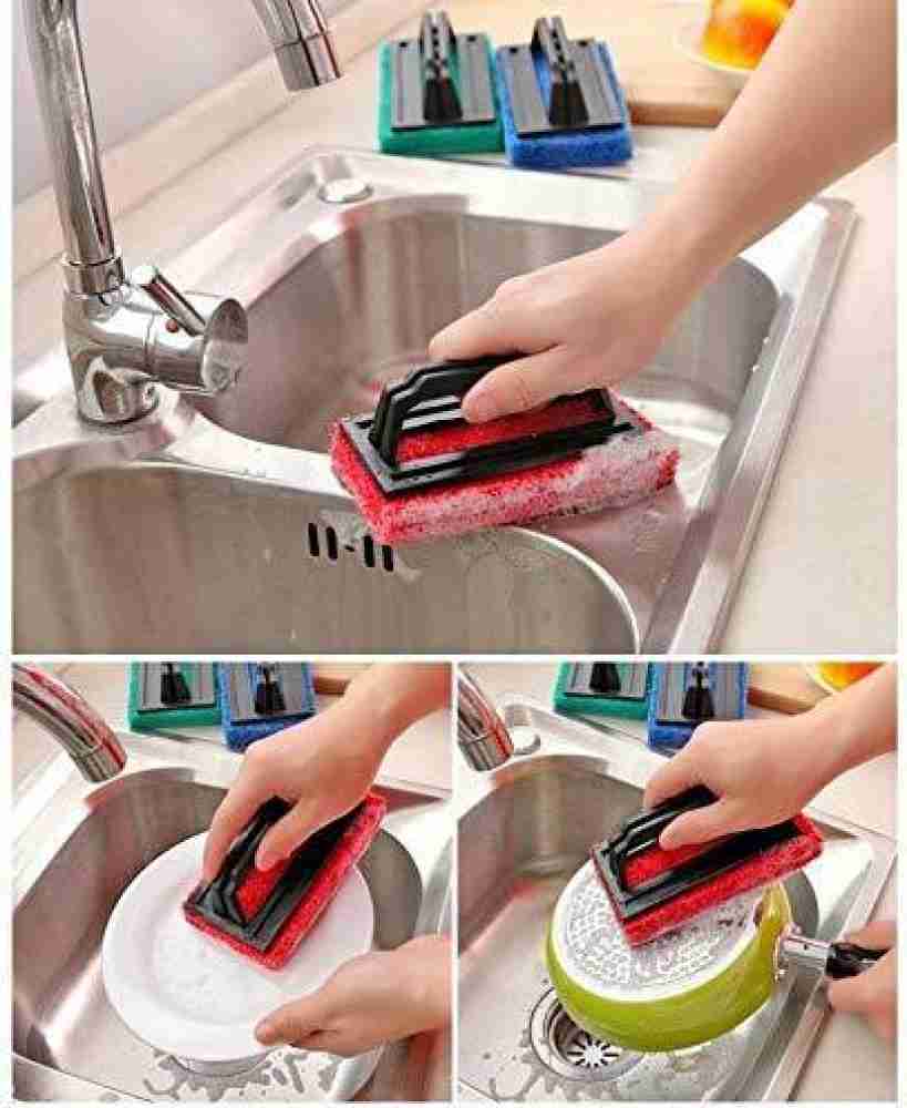 Tile Cleaning Multipurpose Scrubber Brush with Handle, Size: Small