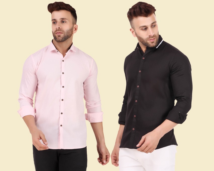 Buy Plus91 Men Solid Casual Pink Shirt Online at Best Prices in