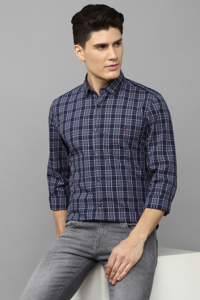 LOUIS PHILIPPE Men Checkered Casual Dark Blue Shirt - Buy LOUIS