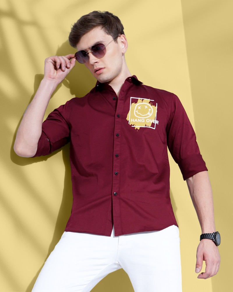 VeBNoR Men Solid Casual Maroon Shirt - Buy VeBNoR Men Solid Casual Maroon  Shirt Online at Best Prices in India