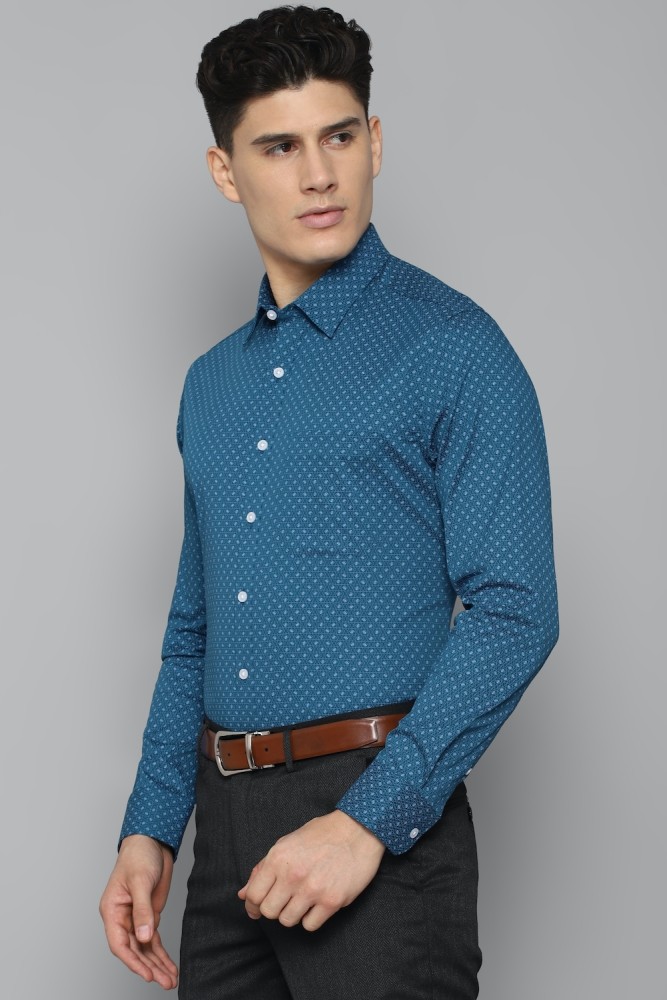 Louis Philippe Mens Printed Blue Formal Shirt