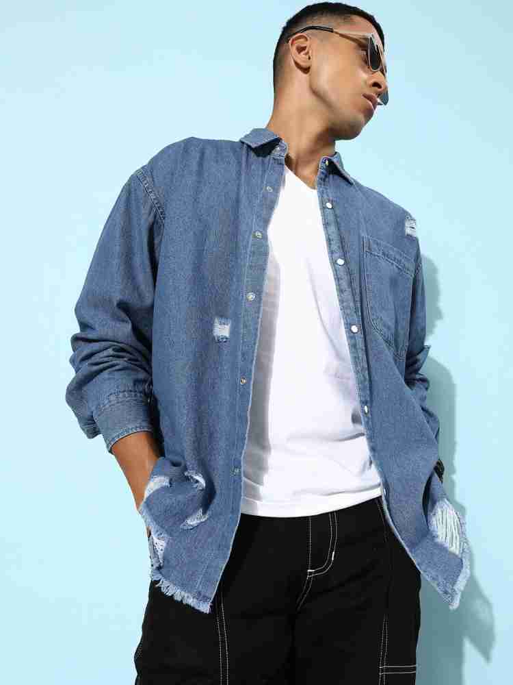 Kook N Keech Men Washed Casual Blue Shirt Buy Kook N Keech Men