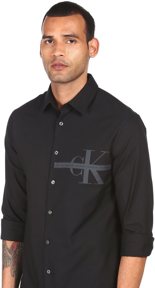 Calvin Klein Men's Monogram Logo Button Down Shirt