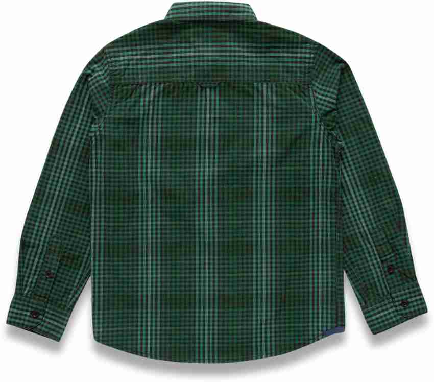 JusCubs Boys Checkered Casual Green Shirt - Buy JusCubs Boys