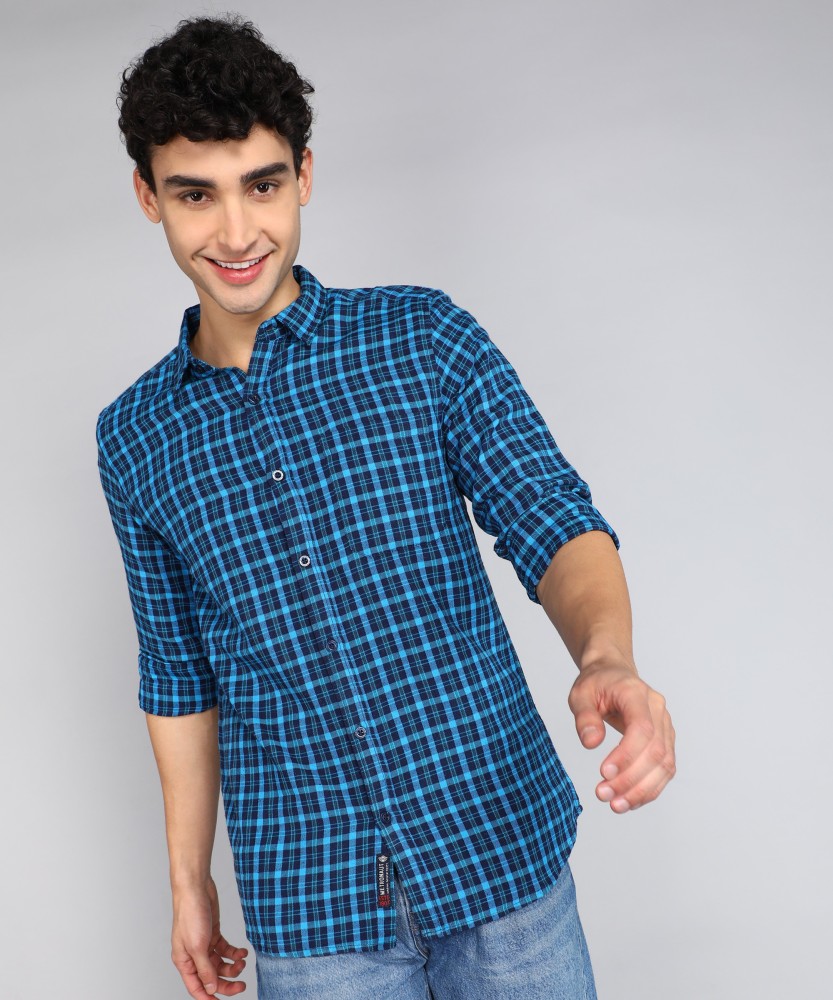 METRONAUT by Flipkart Men Checkered Casual Blue Shirt Buy